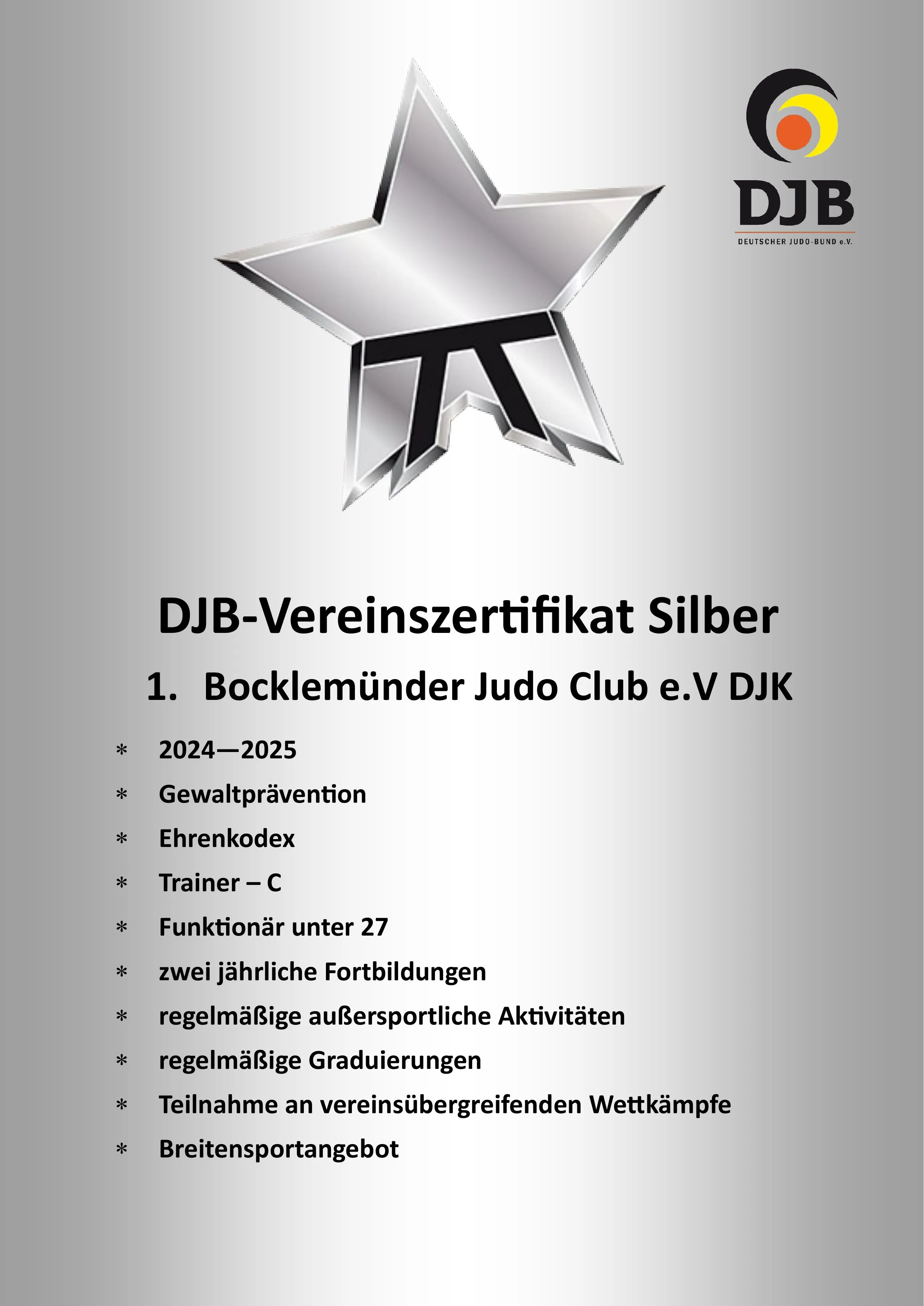 Vereinszertifikat Silber